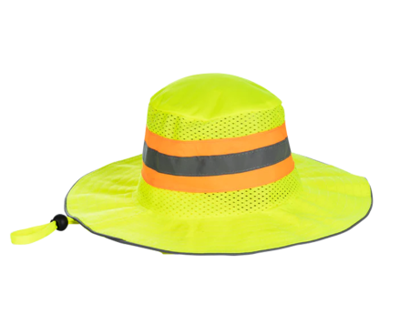 Brimmed Hat Lime with Reflective Tape
